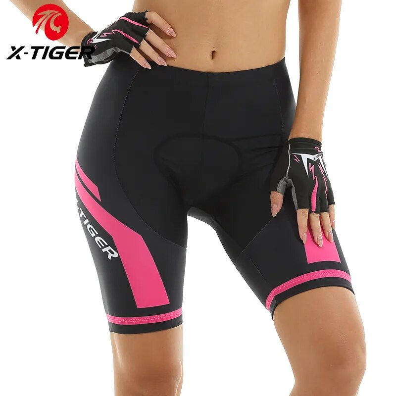Mountain Biking Shorts Women - X-TIGER-Shorts de ciclismo feminino, gel 3D